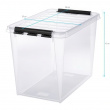 Stor oppbevaringsboks med lokk 66L, SmartStore, Klar/sort