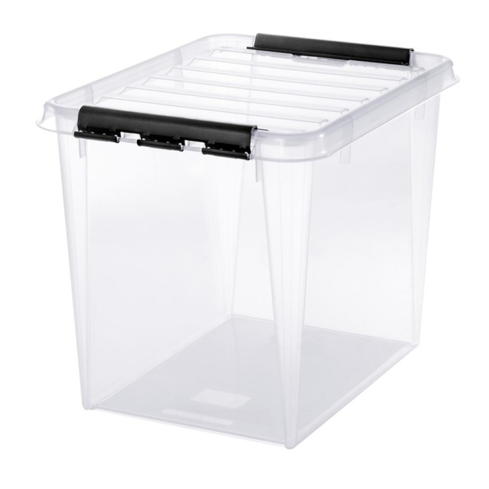 Stor oppbevaringsboks med lokk 52L, SmartStore, Klar/svart i gruppen Oppbevaring hos SmartaSaker.se (41880)