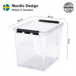 Stor oppbevaringsboks med lokk 52L, SmartStore, Klar/svart