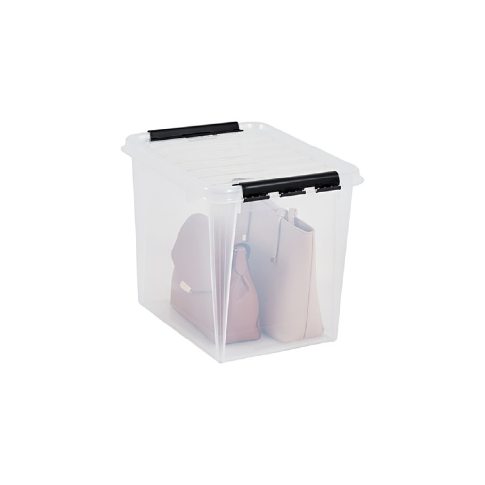 Stor oppbevaringsboks med lokk 52L, SmartStore, Klar/svart i gruppen Oppbevaring hos SmartaSaker.se (41880)