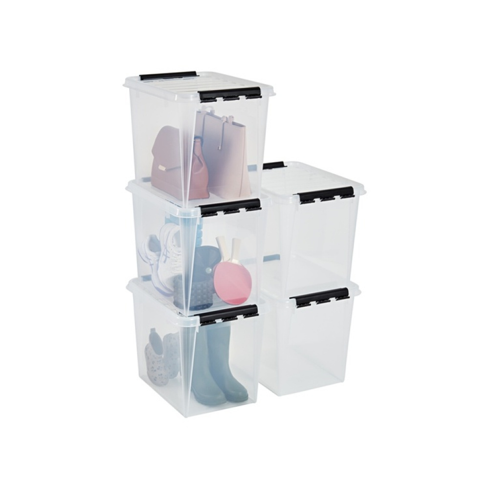 Stor oppbevaringsboks med lokk 52L, SmartStore, Klar/svart i gruppen Oppbevaring hos SmartaSaker.se (41880)