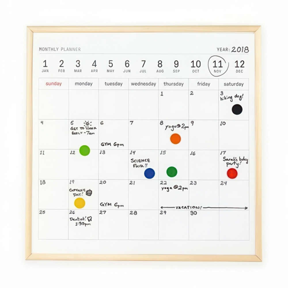 Magnetisk whiteboardtavle med månedsplanlegging, 34x34 cm i gruppen Oppbevaring hos SmartaSaker.se (42067)