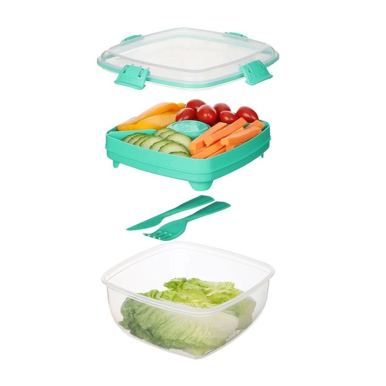 Matboks for salat med bestikk 1,1L, Sistema, Mint i gruppen Oppbevaring / Kjøkkenskap hos SmartaSaker.se (42171)