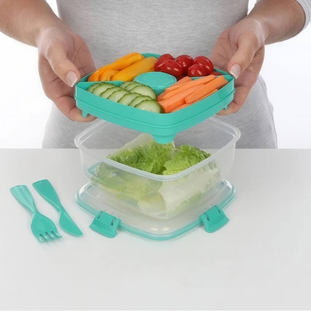 Matboks for salat med bestikk 1,1L, Sistema, Mint i gruppen Oppbevaring / Kjøkkenskap hos SmartaSaker.se (42171)