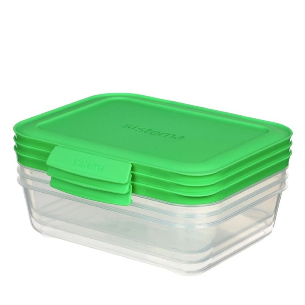 Matboks i plast 3-pack 1L, Sistema i gruppen Oppbevaring / Kjøkkenskap / Matbokser / Matbokser i plast hos SmartaSaker.se (42197)