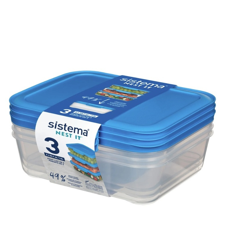 Matboks i plast 3-pakning, 1,5L, Sistema i gruppen Oppbevaring / Kjøkkenskap / Matbokser / Matbokser i plast hos SmartaSaker.se (42198)