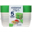 Todelt matboks 5-pakk 0,87 L, Sistema