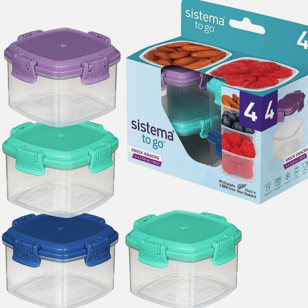 Dressingboks 4-pakning 62 ml, Sistema i gruppen Oppbevaring / Oppbevaringsbokser / Småoppbevaring / Askar hos SmartaSaker.se (42246)