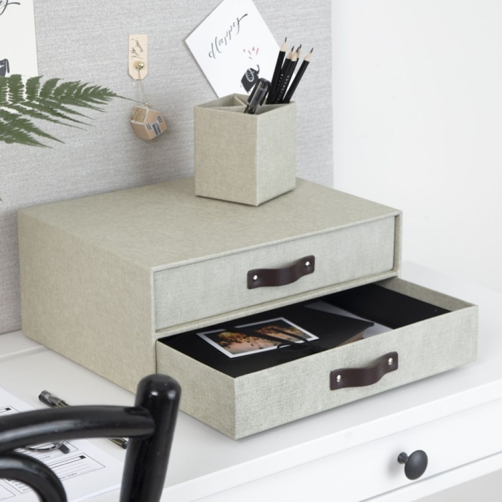 Minikommode 2 skuffer, Birger canvas, Bigso, Beige i gruppen Oppbevaring / Oppbevaringsbokser / Bigso oppbevaringsbokser hos SmartaSaker.se (42259)