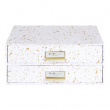 Minikommode, 2 skuffer, BIGSO BIRGER, 33 x 25,5 x H 14,5 cm, Hvit / Splash Gull