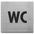 WC-skilt i rustfritt stål, 9 x 9 cm