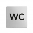 WC-skilt i rustfritt stål, 8x8 cm