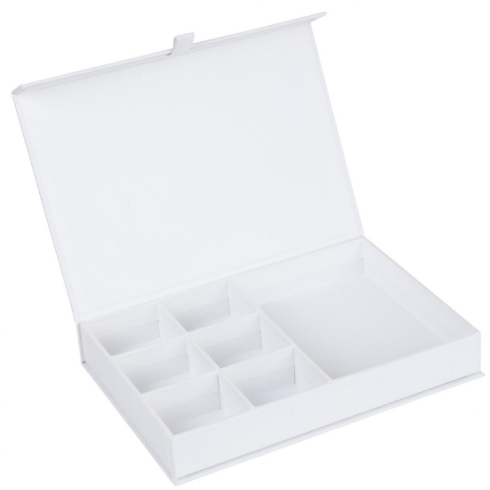 Smykkeskrin med 7 rom, magnetlås, BIGSO JOLIE, 26,5 x 19 x H 5 cm, Hvit i gruppen Oppbevaring / Oppbevaringsbokser / Bigso oppbevaringsbokser hos SmartaSaker.se (42684)