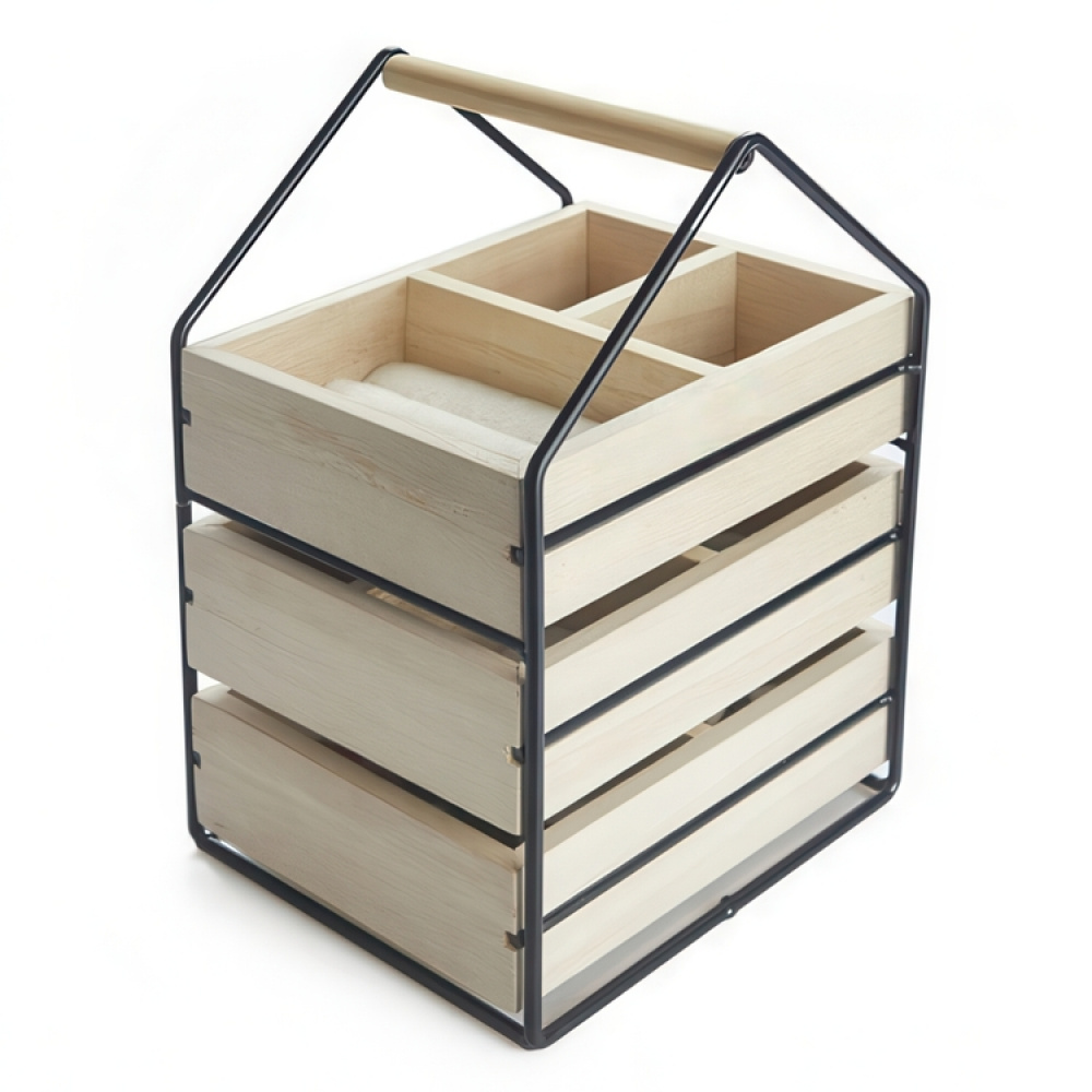 Smykkeskrin, WOODEN HOUSE, 19,5 x 17 x H 30 cm, Natur / Sort i gruppen Oppbevaring / Baderomsoppbevaring / Sminkoppbevaring hos SmartaSaker.se (42714)