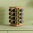 Roterende krydderhylle 16 glass, bambus