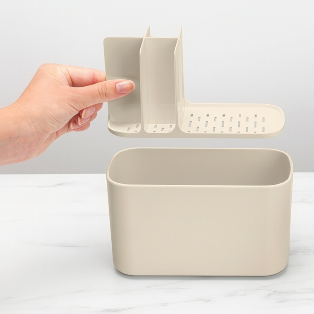 Stort tannbørsteglass med oppbevaring, Brabantia, Beige i gruppen Oppbevaring / Baderomsoppbevaring hos SmartaSaker.se (42859)