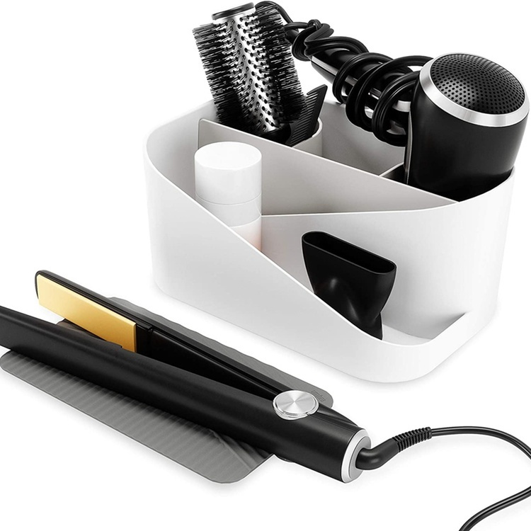 Holder for hårføner m.m., UMBRA GLAM HAIR TOOLS ORGANISER, 26,5 x 17 x H 12,5 cm, Hvit / grå i gruppen Oppbevaring / Baderomsoppbevaring hos SmartaSaker.se (42870)