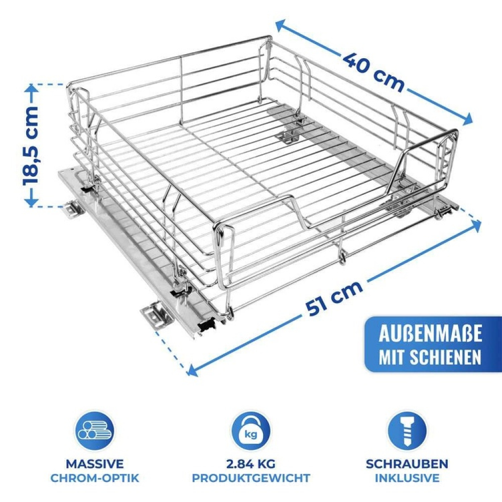 Uttrekkbar hylle for kjøkkenskap, 51x40 cm i gruppen Oppbevaring / Kjøkkenskap / Organisere kjøkkenskap / Under hyllen-lagring hos SmartaSaker.se (43163)