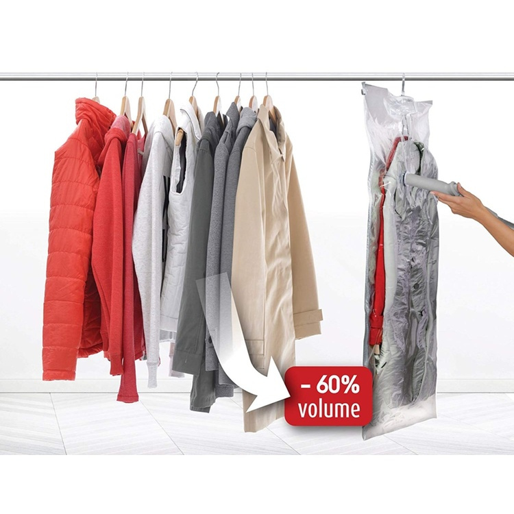Lang vakuumpose med kleshenger, 70x145 cm, Domopak Living i gruppen Oppbevaring / Garderoboppbevaring / Vakuumoppbevaring / Hengende vakuumposer hos SmartaSaker.se (43189)